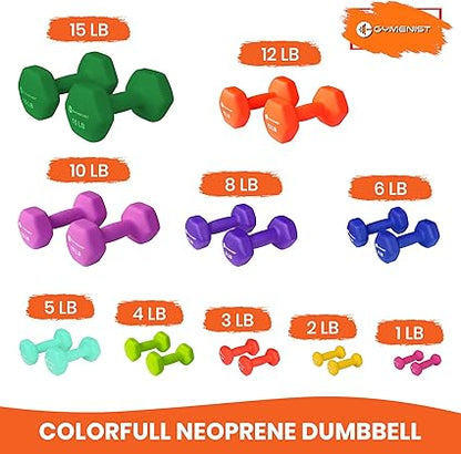 GYMENIST Pair of Dumbbells Set of 2 Soft Non Slip Grip Dumbbells Pair Covered with Neoprene