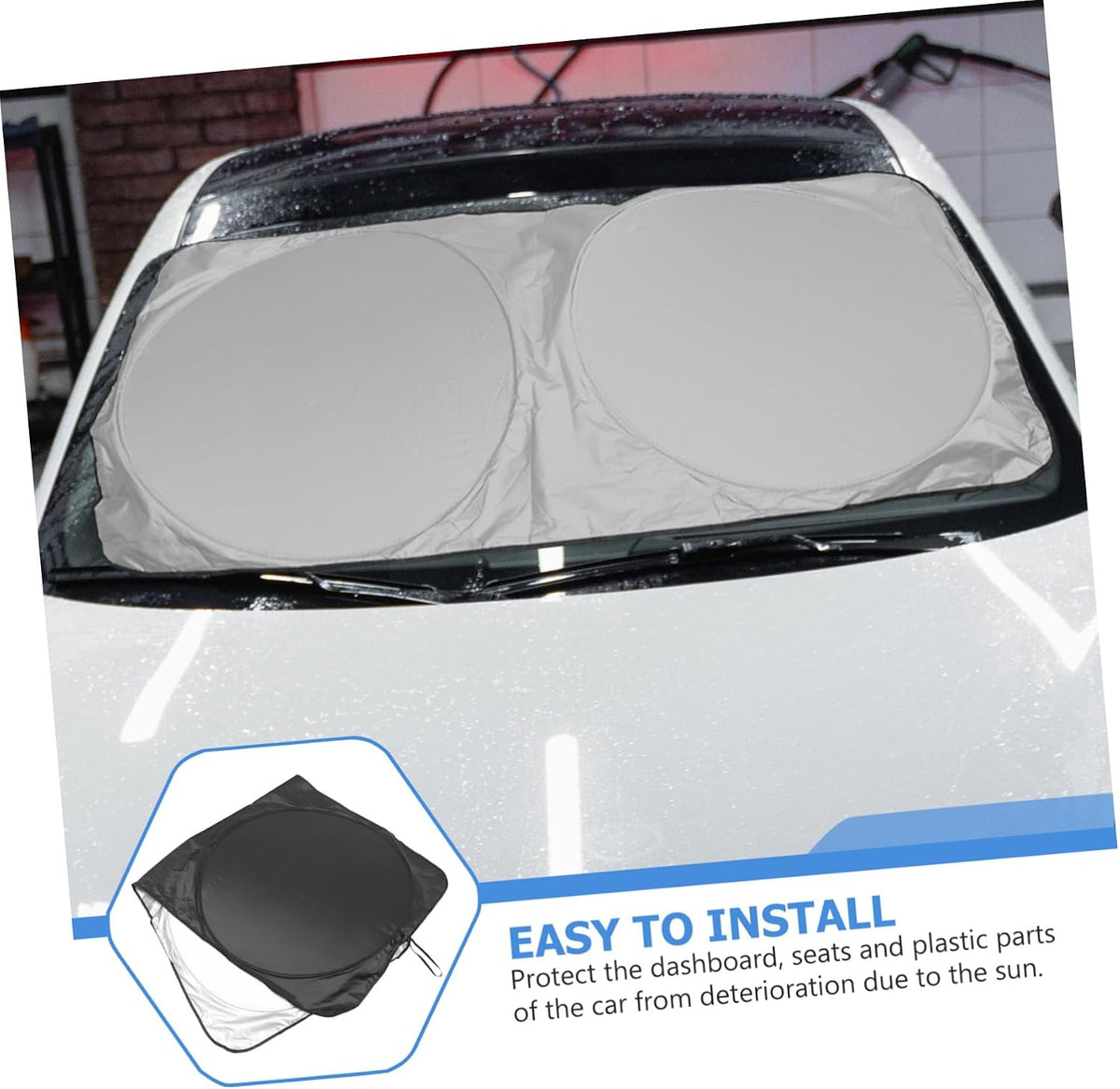 Folding Shrinking Sunshade Roller Blind Silver Reflective Visor Vehicle Sun Protector Heat Shield for SUVs Trucks Hatchbacks Compact Retractable Design