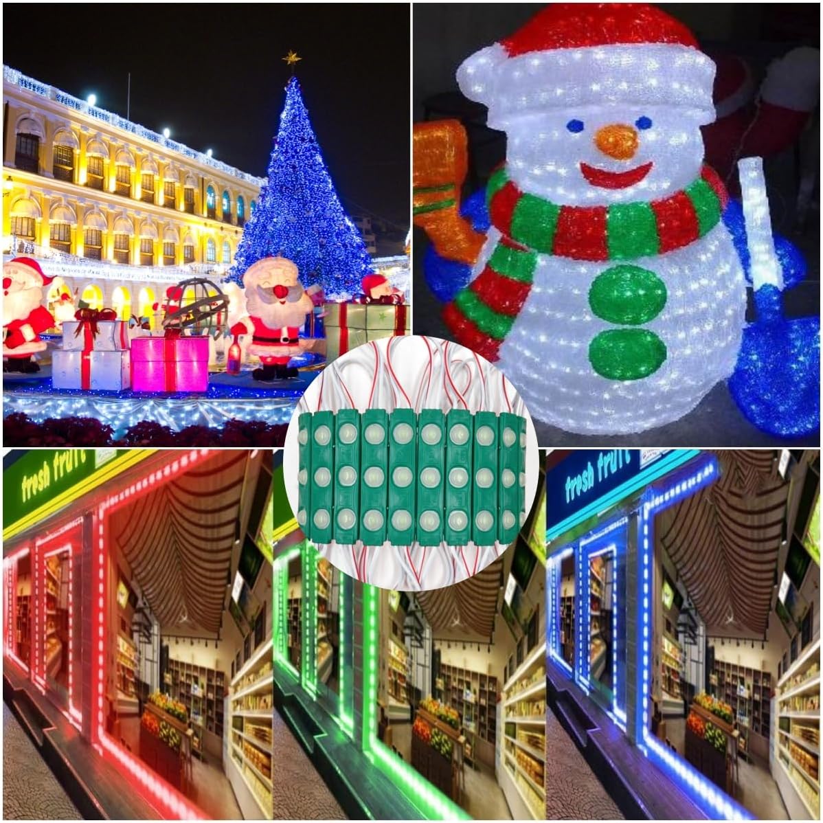 200 PCS LED Module Green Light 1.5W Storefront Decoration Lights 12V DC LED-Module Light with Tape Adhesive Backside for Inflatables Decorative Christmas Letter Advertising Signs