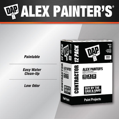 DAP Alex Painter's Acrylic Latex Caulk, White, 10.1 Oz, 12 Pack