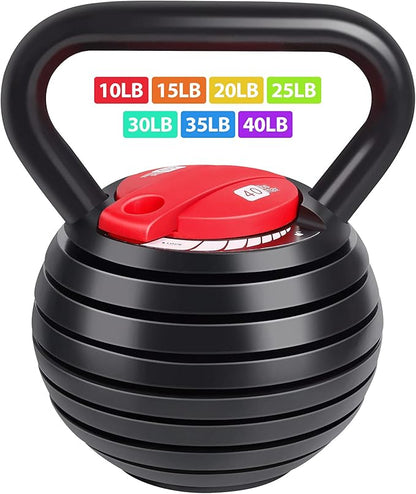 TopMade Adjustable Kettlebell Weights Set Cast Iron Exercise Fitness Kettle Ball Grip 5, 8, 9,12lb Free Weight Men Women Kettlebells for Home Gym Workout Ballistic, Core,Strength Training (40 lbs)
