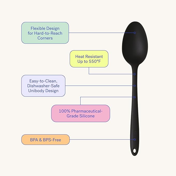 GIR: Get It Right Spoon - Heat-Resistant up to 425F - Seamless, Nonstick Kitchen Spoons for Mixing, Cooking, and Stirring - Ultimate - 13 IN, Red - Silicone Spoons For Cooking
