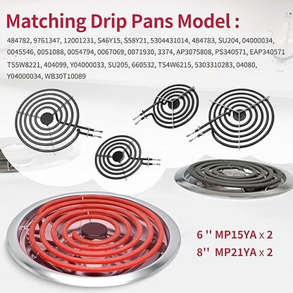MP22YA Electric Stove Burner Element Replacement-Perfectly Compatible with Whirlpool & Kenmore & Frigidaire & Hardwick & Maytag & Norge Stove Top-Include 2* MP15YA 2* MP21YA