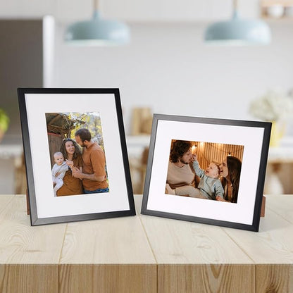 Rempry 8x10 Picture Frame, Display Pictures 5x7 with Mat or 8x10 Without Mat, Wall Hanging or Tabletop Photo Frame with Shatter Resistant Plexiglass, Black, 1 Pack