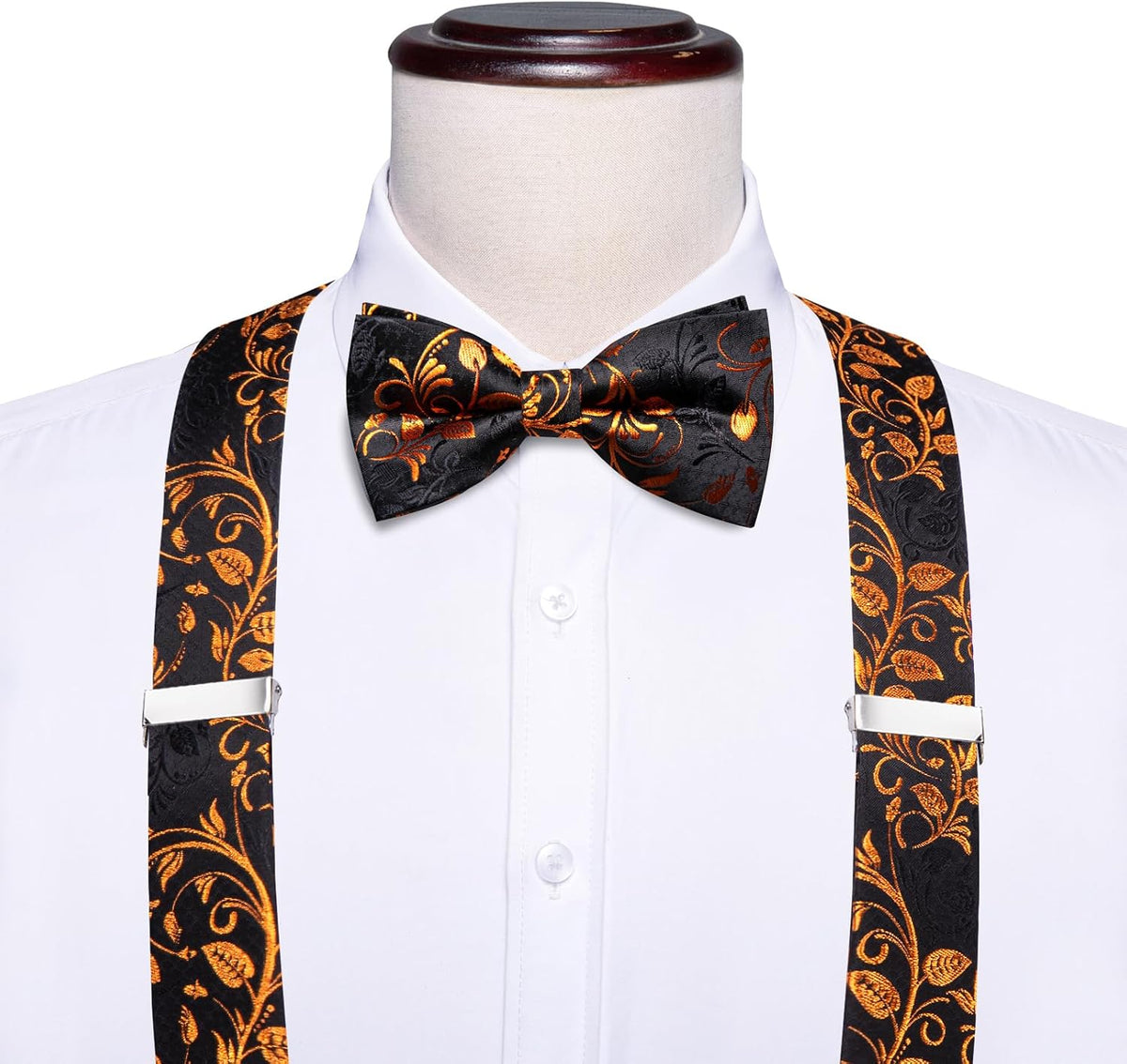 Dubulle Visit the Store 4.6 4Suspender and Bow Tie for Men Paisley Solid Mens Suit Braces Pretied Bowtie and Handkerchief Cufflinks Formal Wedding