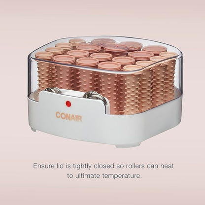 Conair Double Ceramic Hot Rollers for Long, Medium, and All Hair - Hair Curler - Hair Roller Clips Included - 12 inch, 34 inch, and 1 inch Rollers