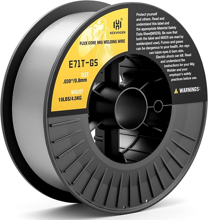 H HZXVOGEN E71T-GS .030''Gasless Flux Core MIG Welding Wire for Steel - 10 Pound Spool