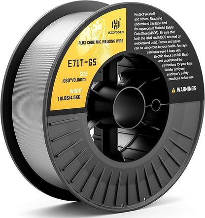 H HZXVOGEN E71T-GS .030''Gasless Flux Core MIG Welding Wire for Steel - 10 Pound Spool