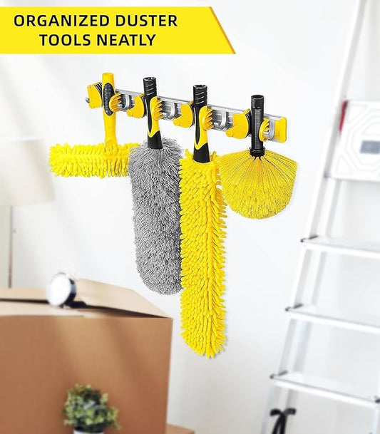 Good Grip Wall-Mounted Mop and Broom Holder Storage Organizer Cleaning Tools Hanger for Kitchen Garden Laundry Room and Garage (4 slots, 5 hooks)