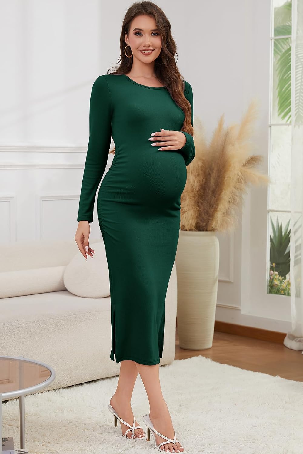 Smallshow Women's Long Sleeve Maternity Sweater Dress Knit Fall Winter Pregnancy Clothes