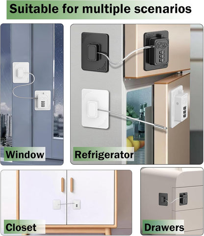 1Pack Refrigerator Locks with 3 Digit Code, Easy Install Fridge Lock Combination, Premium Freezer Lock, Child Proof Cabinet Locks for Refrigerators, Drawers, Closets, Windows (White)