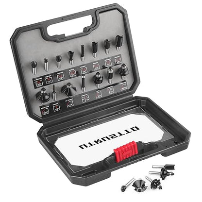 Router Bits 1/4 Inch Shank 15 Pieces, Tungsten Carbide 1/4" Router Bit Set, for Professional and Beginners Carpenter