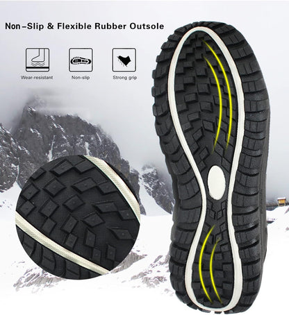 ROCKMARK Men's Winter Snow Boots Outdoor Warm Mid Calf Waterproof Durable Boot Non-Slip Warm Climbing Shoes