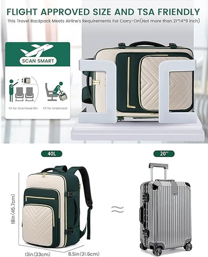 LOVEVOOK Large Travel Backpack for Women, Carry On Bag Flight Approved, 40L TSA Personal Item Travel Bag with 3 Packing Cubes, Waterproof 17 Inch Laptop Hiking Casual Backpack