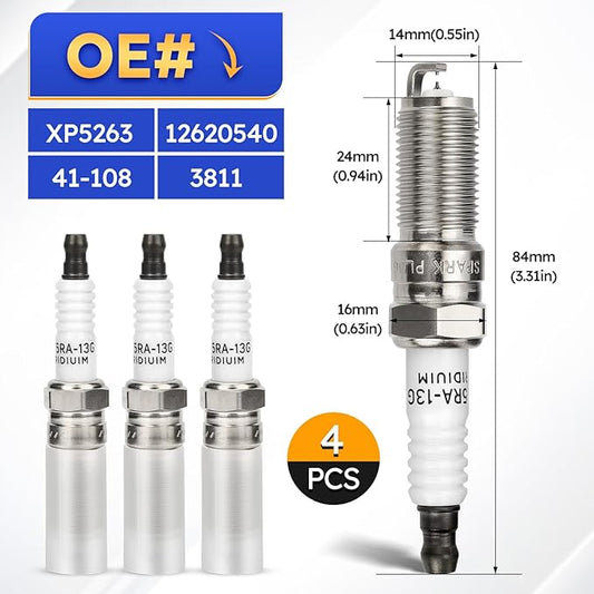 4pcs XP5263 Double Iridium Spark Plug for Ford Lincoln Mazda Mercury Buick Chevrolet GMC Pontiac Saturn Replace 41-108 ILT5RA 12620540 3811 90083