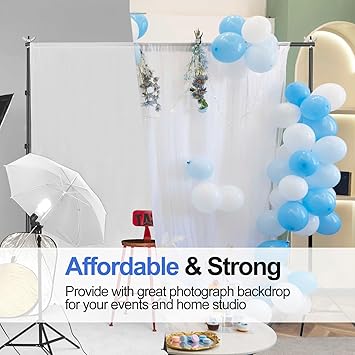 EMART Backdrop Stand 10x10ft(WxH) Photo Studio Adjustable Background Stand Support kit with 2 Crossbars, 8 Clamps, 2 Sandbags and Carry Bag for Parties, Events Decoration, Wedding, Photography