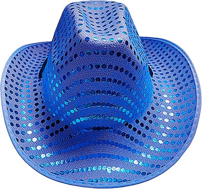 Halloween Sequin Big Brim Hat Adjustable Sparkly Cap Shinning Head wear Cosplay Party Club Costume Accessories for Women