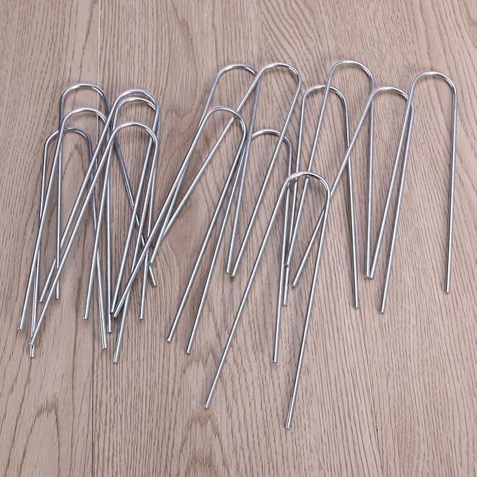Happyyami Set of 20 Garden Stakes U-Shape for Easy Ground Insertion for Fencing Tents Tarps Random Style