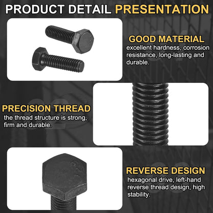 uxcell 6Pcs M6-1 x 20mm Left Hand Hex Head Bolt, Black Oxide Carbon Steel Reverse Fully Threaded Fastener Screws Bolts for Machinery, Automobiles and Construction