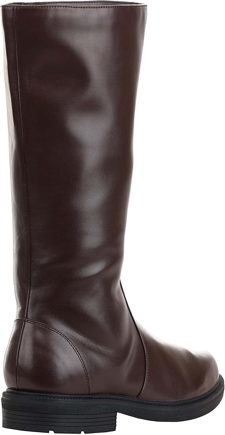 Fun Costumes Tall Brown Adult Boots - Faux Leather, Textured Rubber Soles, Inner Zippers, Halloween Cosplay Size 10