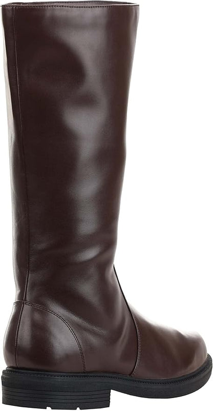 Fun Costumes Tall Brown Adult Boots - Faux Leather, Textured Rubber Soles, Inner Zippers, Halloween Cosplay Size 10