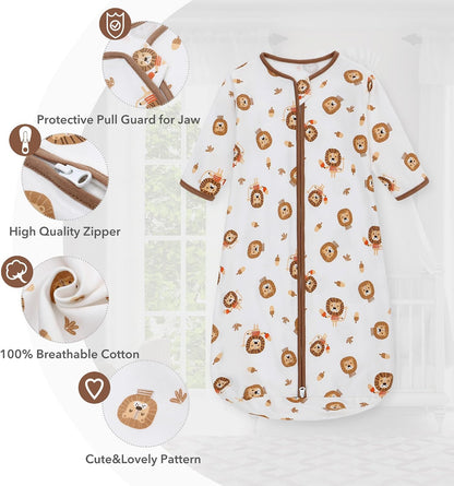 Miracle Baby Long Sleeve Sleep Sack 2-Pack, 100% Cotton Wearable Blanket Baby Sleeping Bag for Newborn Infant Toddle