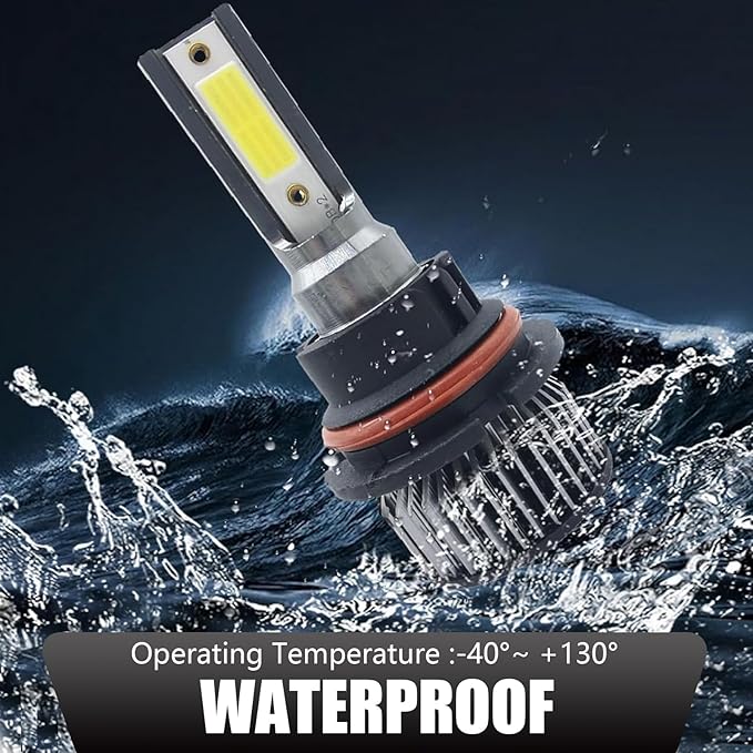 2 PCS 9007 Car LED Fog Light, 35mm x 84mm x 25mm 38W 6000K 6000LM IP68 Waterproof High-brightness COB Wafer Bulb, Auto Auxiliary Lighting Accessories, Compatible with Most Car Models (White)
