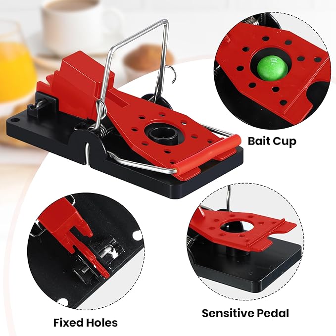 Qualirey 24 Pcs Plastic Mouse Rat Traps House Indoor Quick Effective Safe for Warehouse Garden Kitchen 3.86 x 1.81 x 2.17 Inch (Red)