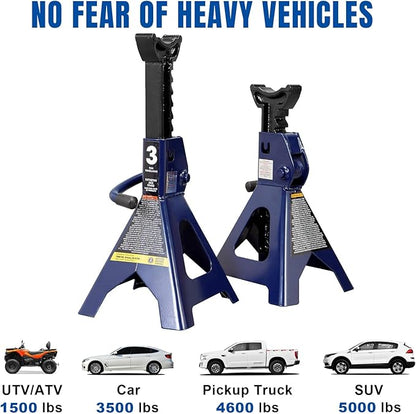 TCE AT43202U Torin Steel Jack Stands: 3 Ton (6,000 lb) Capacity, Blue, 1 Pair