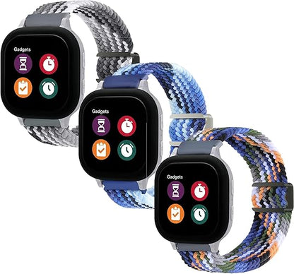 Braided Solo Loop Band Compatible with Gizmo Watch 3/2/1 Gabb Watch 3/2/1 SyncUP Watch Band,20mm Soft Adjustable Elastic Nylon Band,Magnetic Buckle,Small Size