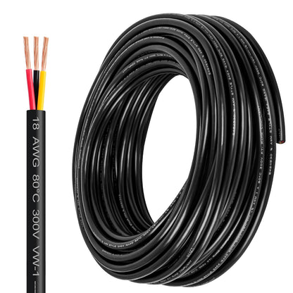 18 Gauge Wire 3 Conductor,18 AWG Electrical Wire Stranded PVC Cord Oxygen-Free Copper Cable,300 FT Tinned Copper Hookup Wire Cord for LED Lamp Lighting Strips Automotive (300FT, 18AWG-3C)