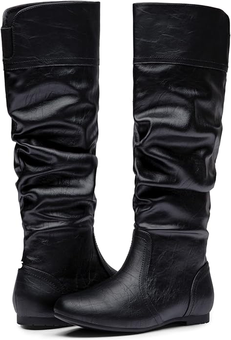 Jeossy Women's 9601 Knee High Boots Tall Slouch Boots with Inside Zipper