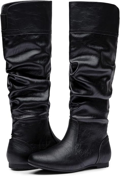 Jeossy Women's 9601 Knee High Boots Tall Slouch Boots with Inside Zipper