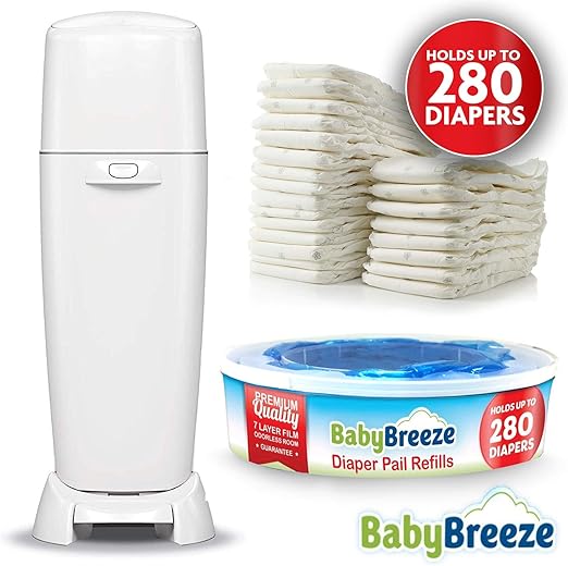 Diaper Pail Refill Bags Compatible with Playtex Diaper Genie Diaper Disposal System - 560 Count (2 Pack)  by BabyBreeze