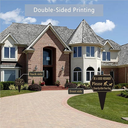 Clean Up after Your Dog Sign,13.6"x9.6" No Pooping Dog Sign for Yard with Integrated stake Double Side Printed No Dog Poop Sign for Lawn Metal Sign for Outdoor Use