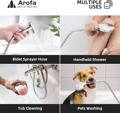 Bidet Hose Replacement, 47 Inch Bidet Hose for Toilet Handheld Bidet Sprayer, Arofa Stainless Steel Shower Hose with Nylon Braided PVC Inner Hose for G 1/2 Connector, Chrome