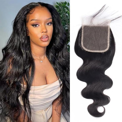 Selina Lace Closure 8 Inch Brazilian Body Wave Closure Free Part Lace Closure 4X4 Unprocessed Human Hair Natural Black Color Virgin Human Hair (8"Body, Free part)