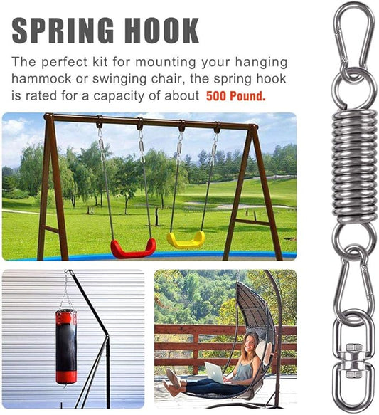 2 Pack Hammock Chair Hanging Kit Swing Spring Hardware, Heavy Duty Suspension Swivel Hanger Hook for Punching Bags, Heavy Bag, Hanging Chair, Swing Seat, Rocking Seat, Porch Swing, Garden