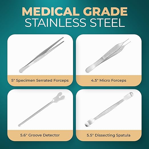 Advanced Dissection Kit Biology Lab Anatomy Dissecting Set with Stainless Steel Scalpel Knife Handle Blades for Medical Students and Veterinary by InstaSkincare (38 Pcs)