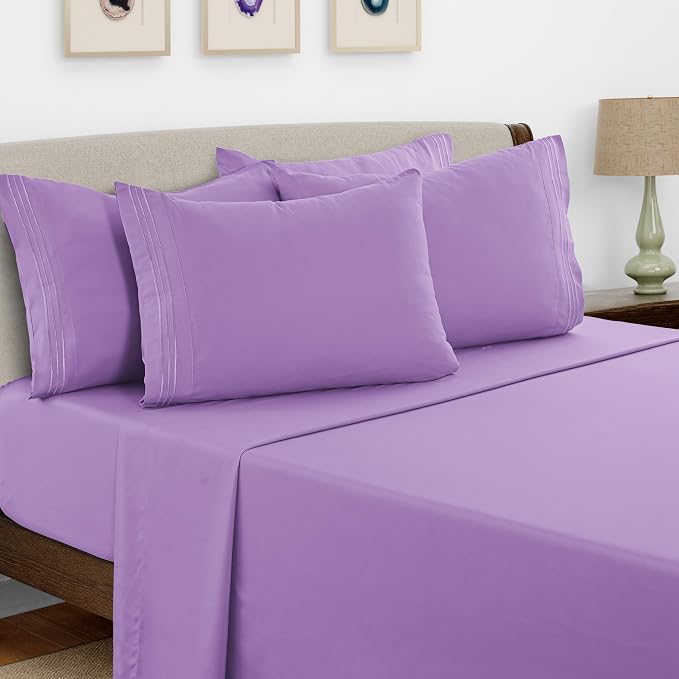 LUX Decor King Sheet Set 4 Piece Ultra-Soft Microfiber Bed Sheets