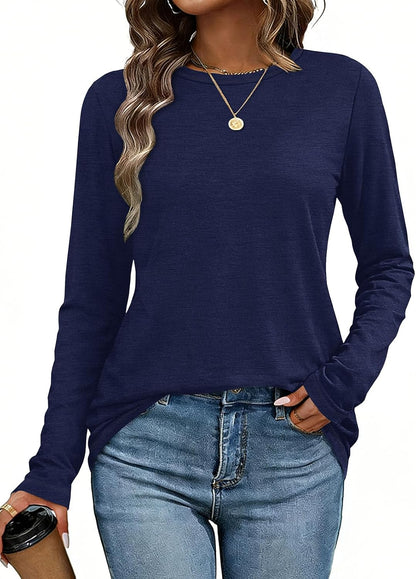 Women's Long Sleeve Crew Neck Loose Fit Tunic Top