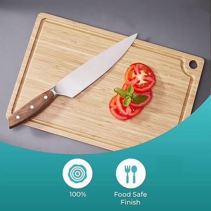 Wood Cutting Board for Kitchen Reversible Cutting Boards with Juice Groove, Wooden Chopping Board for Meat, Fruit, Vegetables  Cheese (Bamboo, 1)