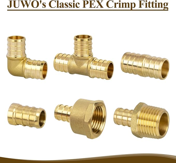 12" PEX Coupling, PEX Fitting Straight for Plumbing Repairs, Sturdy Brass Pipe Coupler for Pex Tubing Connection (5 Pack)
