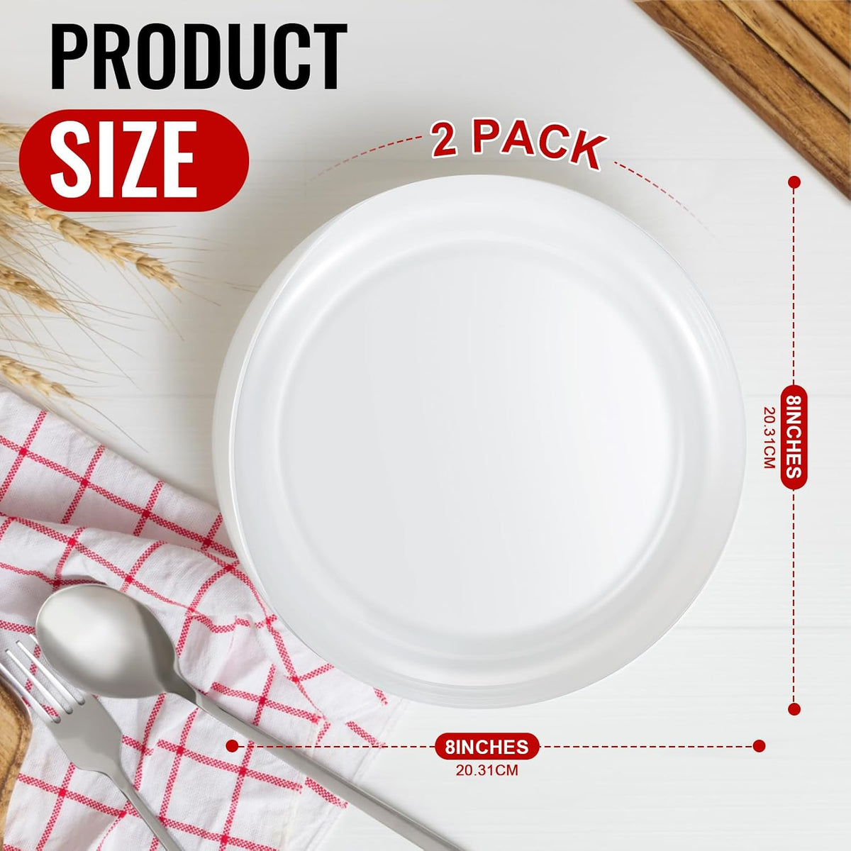 Hushee 2 Pcs Adaptive Scoop Plates 8 Inches Scooped Dish Suction Bowls with Silicone Anti-Slip Rubber Ring Eating Utensils for Elderly Disabled Handicapped from Parkinsons Dementia Stroke