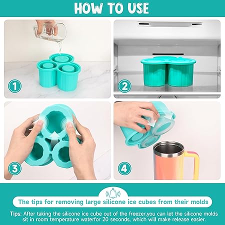 Ice Mold for Stanley Cup Suitable for 40 Ounces Silicone Ice Cube Tray Hollow Cylindrical Ice Mold Suitable for Easy Release Mold for Stanley Cups Cocktails Whiskey Beverages Coffee