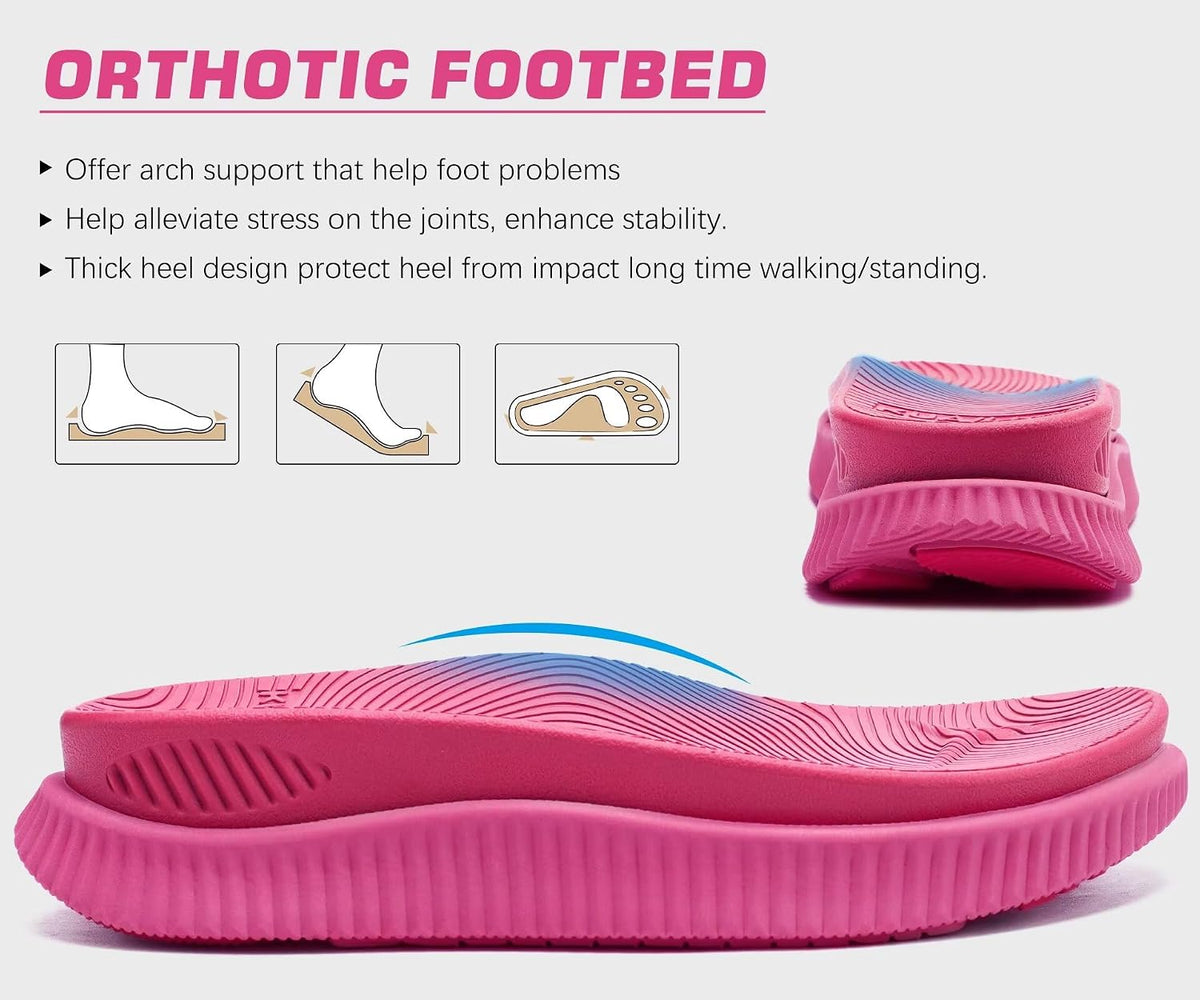 KuaiLu Womens Fashion Orthotic Flip Flops Ladies Athletic Thick Cushion Recovery Thong Sandals Slip On Memory Foam Walking Sandles With Comfortable Plantar Fasciitis Arch Support