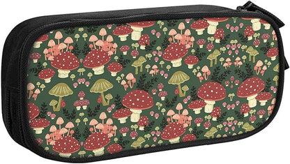 Bright Mushrooms Art Print Pencil Cases Pen Box Stationery Makeup Bag, Desk Organizer For College Adults Women Men