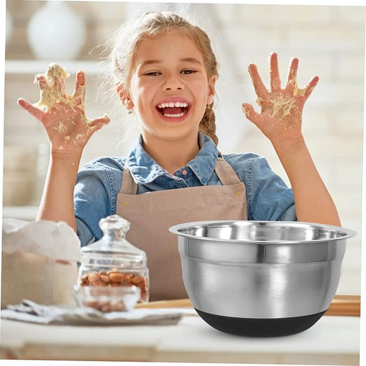 Stainless Steel Mixing Bowl with Base Non Slip Food Mixing Bowl for Cooking Baking and Kneading Dough Easy to Clean Multi Functional Kitchen Essential