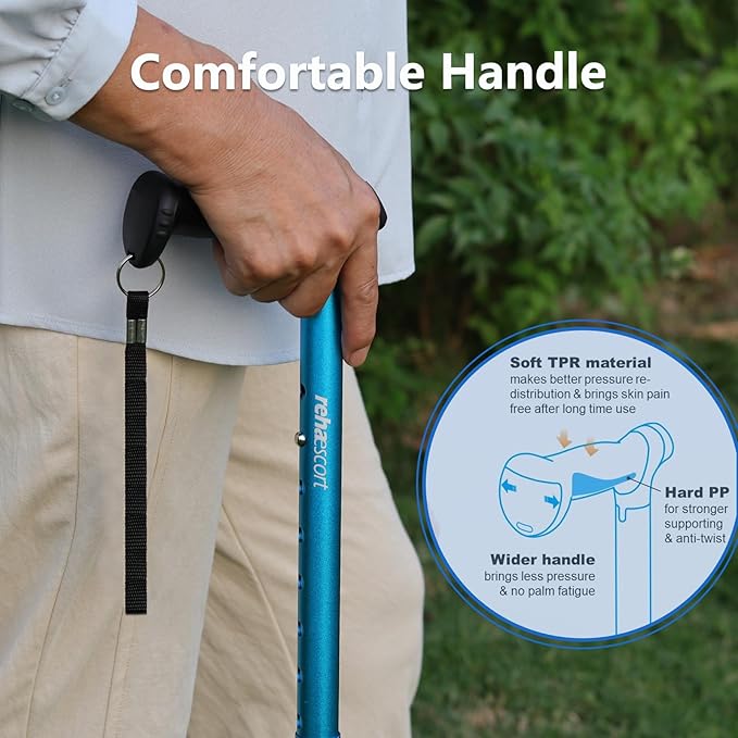 Walking Cane for Men  Women - Folding, Adjustable, Lightweight, Walking Canes for Seniors Balance, Free Standing, Pivot Tip, Soft Handle, Foldable Walking Sticks with Travel Bag