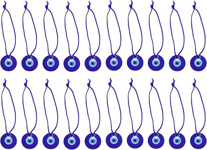 PATIKIL 25mm Evil Eye Glass Keychain, 20 Pcs Turkish Eye Keychain Charm Crafting Beads Pendants with Ropes for Decorative Hanging Ornaments Pendant Jewelry Accessories, Blue